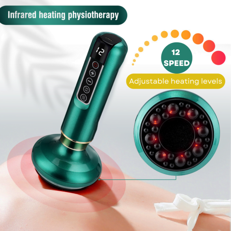 3 in 1 Cupping Gua-Sha Massager with Infrared Heating 20 infrared physiotherapy device with 12 speed levels