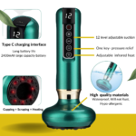 Cupping gua sha massager device with adjustable infrared heat