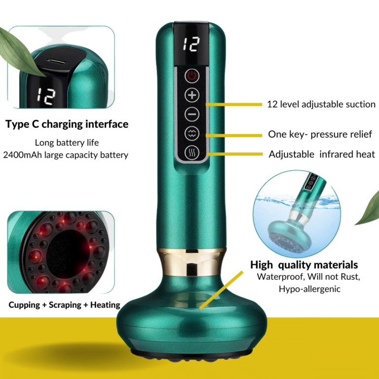 3 in 1 Cupping Gua-Sha Massager with Infrared Heating 22 Cupping gua sha massager device with adjustable infrared heat