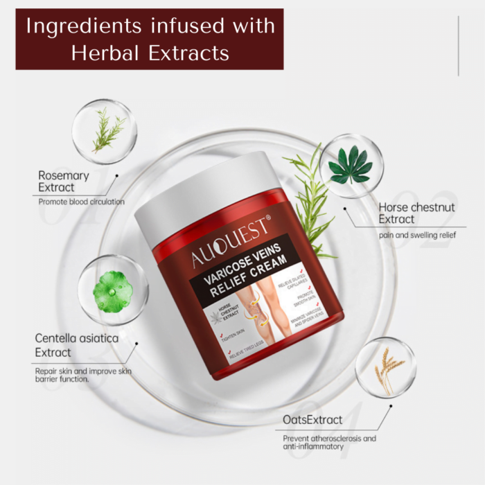 varicose and spider veins removal cream- herbal ingredients and extracts