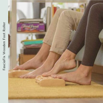 FasciaFix Wooden Foot Roller-in use